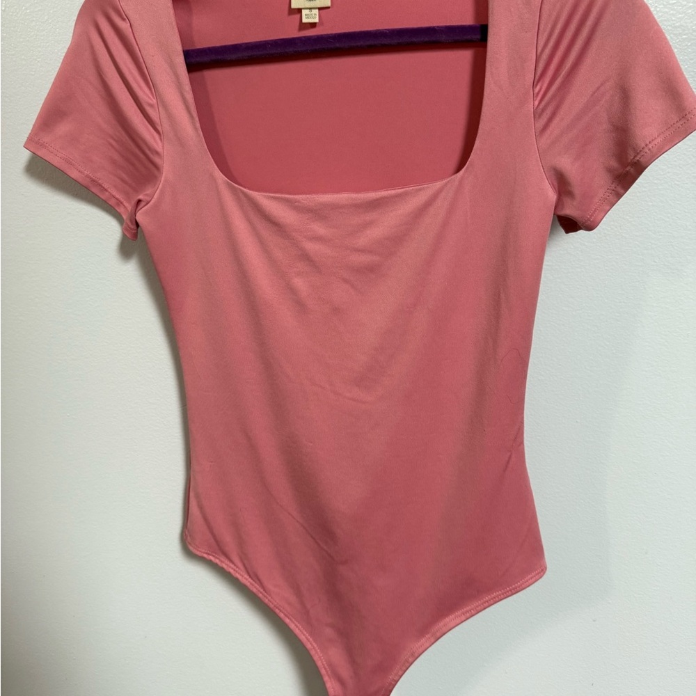 Elegant Pink Square Neck Bodysuit
